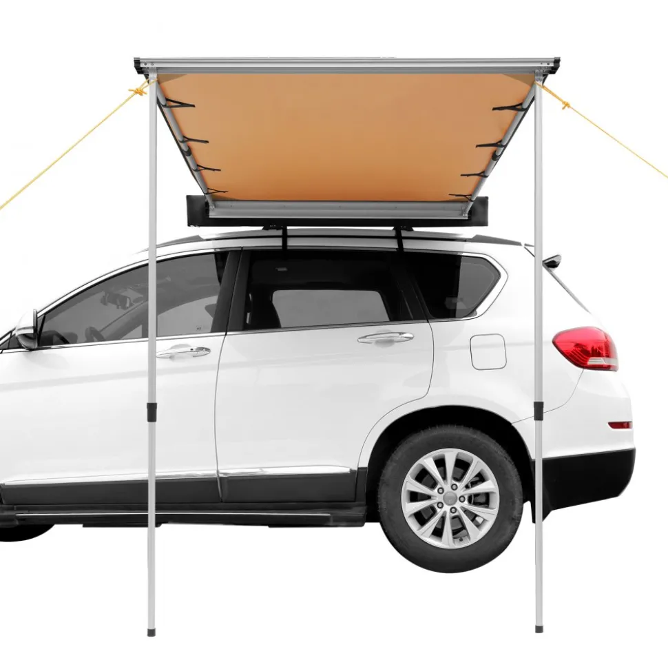 VEVOR Car Side Awning, Large 6.6' x 8.2' Shade Coverage Vehicle Awning, PU3000mm UV50+ Retractable Car Awning with Waterproof Storage Bag, Height Adjustable, Suitable for Truck, SUV, Van, Campers