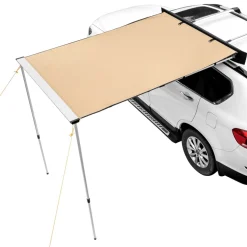 VEVOR Car Side Awning, Large 6.6' x 8.2' Shade Coverage Vehicle Awning, PU3000mm UV50+ Retractable Car Awning with Waterproof Storage Bag, Height Adjustable, Suitable for Truck, SUV, Van, Campers