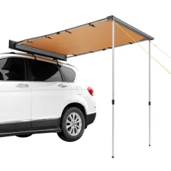 VEVOR Car Side Awning, Large 6.6' x 8.2' Shade Coverage Vehicle Awning, PU3000mm UV50+ Retractable Car Awning with Waterproof Storage Bag, Height Adjustable, Suitable for Truck, SUV, Van, Campers