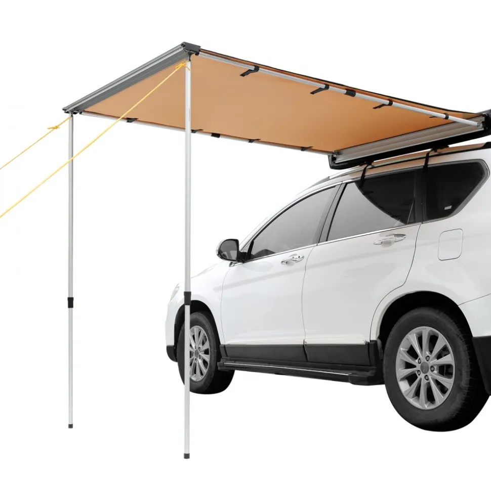 VEVOR Car Side Awning, Large 6.6' x 8.2' Shade Coverage Vehicle Awning, PU3000mm UV50+ Retractable Car Awning with Waterproof Storage Bag, Height Adjustable, Suitable for Truck, SUV, Van, Campers