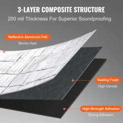 VEVOR Car Sound Deadening Mat, 200 mil 36 sqft Automotive Sound Deadener, High Density Foam Sound Deadener Material & Heat Barrier, Double Layer Waterproof Structure Acoustic Insulation Mat