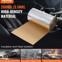 VEVOR Car Sound Deadening Mat, 200 mil 36 sqft Automotive Sound Deadener, High Density Foam Sound Deadener Material & Heat Barrier, Double Layer Waterproof Structure Acoustic Insulation Mat