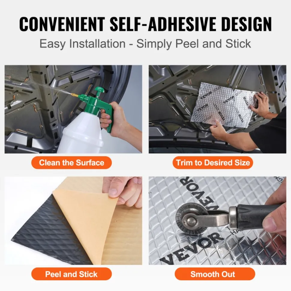 VEVOR Car Sound Deadening Mat, 50 mil 52 sqft Car Sound Dampening Material, Butyl Automotive Sound Deadener, Noise Insulation and Vibration Dampening Material for Car