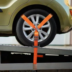 VEVOR Car Tie Down Straps Kit, Lasso Style 2" x 120" Tire Straps, 5512 LBS Working Load, 11023 LBS Breaking Strength, with Flat Hooks for Passenger Car, ATV, Motorcycle, Van, SUV, UTV, Trailer, 4-Pack