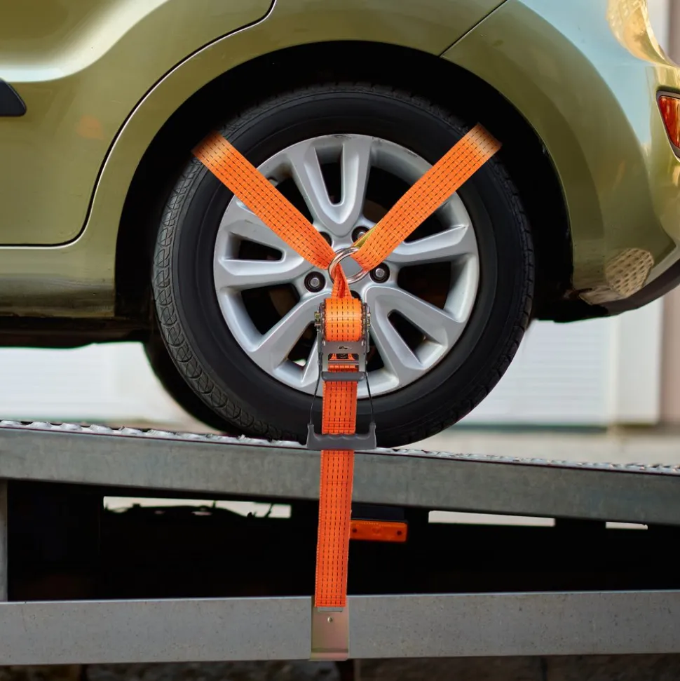 VEVOR Car Tie Down Straps Kit, Lasso Style 2" x 120" Tire Straps, 5512 LBS Working Load, 11023 LBS Breaking Strength, with Flat Hooks for Passenger Car, ATV, Motorcycle, Van, SUV, UTV, Trailer, 4-Pack