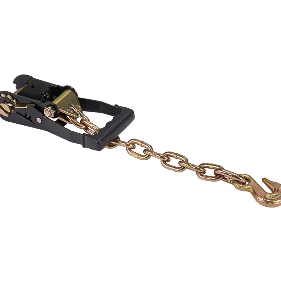 VEVOR Car Tie Down with Chain Anchors, Lasso Style 2"×120" Tire Straps, 5865 LBS Working Load, 11023 LBS Breaking Strength, with Heavy Duty Ratchets for Passenger Car, ATV, SUV, UTV, Truck, 4-Pack