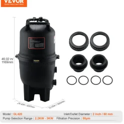 VEVOR Cartridge Pool Filter, 425Sq. Ft Filter Area Inground Pool Filter, Above Ground Swimming Pool Filtration Filter System with Upgrade Filter &Leak-proof, for Hot Tubs, Spa, Inflatable Pool