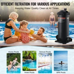 VEVOR Cartridge Pool Filter, 50Sq. Ft Filter Area Inground Pool Filter, Above Ground Swimming Pool Filtration Filter System with Upgrade Filter &Leak-proof Casing, for Hot Tubs, Spa, Inflatable Pool