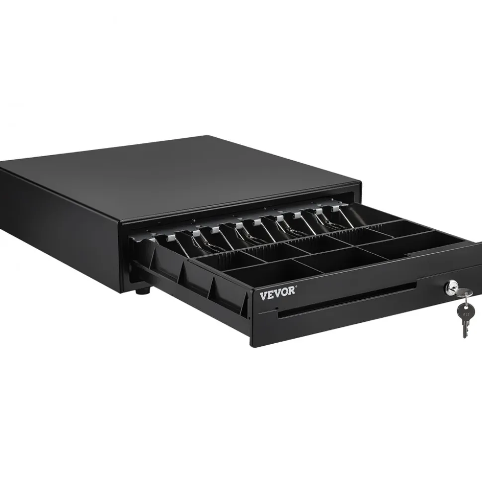 VEVOR Cash Register Drawer, 16" 12 V, for POS System with 5 Bill 8 Coin Cash Tray, Movable Coin Compartment & 2 Keys Included, RJ11/RJ12 Cable for Supermarket, Bar, Coffee Shop, Restaurant (USD Only)
