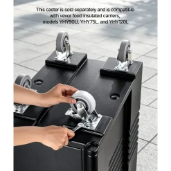 VEVOR Caster Wheels, 5 Inch Heavy Duty Casters, Compatible with VEVOR Insulated Food Pan Carrier, Set of 4 (2 Swivel with Brake, 2 Rigid)