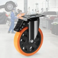 VEVOR Caster Wheels, 6-inch Swivel Plate Casters, Set of 4, with Security A/B Locking No Noise PVC Wheels, Heavy Duty 700 lbs Load Capacity Per Caster, Non-Marking Wheels for Cart Furniture Workbench