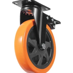 VEVOR Caster Wheels, 6-inch Swivel Plate Casters, Set of 4, with Security A/B Locking No Noise PVC Wheels, Heavy Duty 700 lbs Load Capacity Per Caster, Non-Marking Wheels for Cart Furniture Workbench