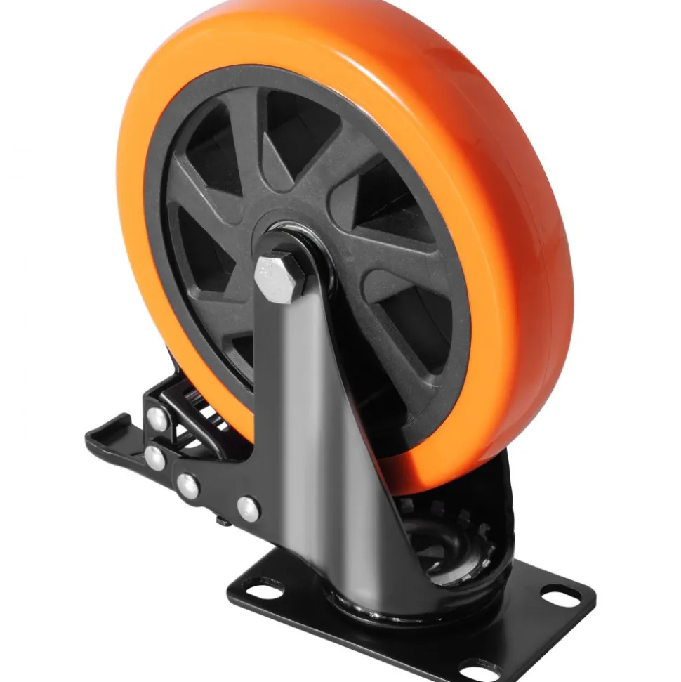 VEVOR Caster Wheels, 6-inch Swivel Plate Casters, Set of 4, with Security A/B Locking No Noise PVC Wheels, Heavy Duty 700 lbs Load Capacity Per Caster, Non-Marking Wheels for Cart Furniture Workbench
