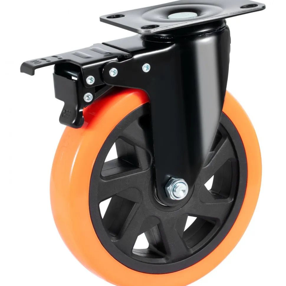 VEVOR Caster Wheels, 6-inch Swivel Plate Casters, Set of 4, with Security A/B Locking No Noise PVC Wheels, Heavy Duty 700 lbs Load Capacity Per Caster, Non-Marking Wheels for Cart Furniture Workbench