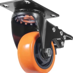 VEVOR Caster Wheels, 3-inch Swivel Plate Casters, Set of 4, with Security A/B Locking No Noise PVC Wheels, Heavy Duty 250 lbs Load Capacity Per Caster, Non-Marking Wheels for Cart Furniture Workbench