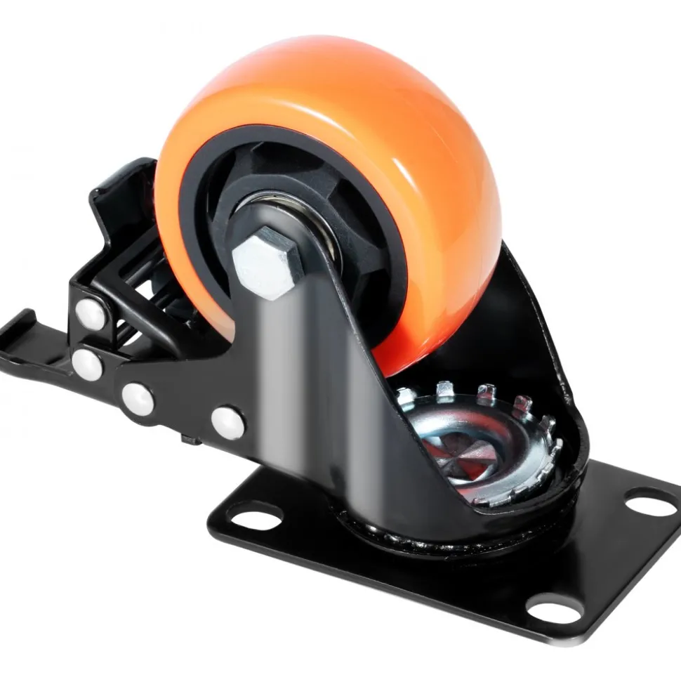 VEVOR Caster Wheels, 3-inch Swivel Plate Casters, Set of 4, with Security A/B Locking No Noise PVC Wheels, Heavy Duty 250 lbs Load Capacity Per Caster, Non-Marking Wheels for Cart Furniture Workbench