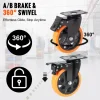 VEVOR Caster Wheels, 5-inch Swivel Plate Casters, Set of 4, with Security A/B Locking No Noise PVC Wheels, Heavy Duty 450 lbs Load Capacity Per Caster, Non-Marking Wheels for Cart Furniture Workbench