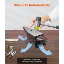 VEVOR Cast Iron Anvil, 22 Lbs/10kg Single Horn Anvil, with Large Countertop and Stable Base, High Hardness Rugged Round Horn Anvil Blacksmith, for Shaping, Bending