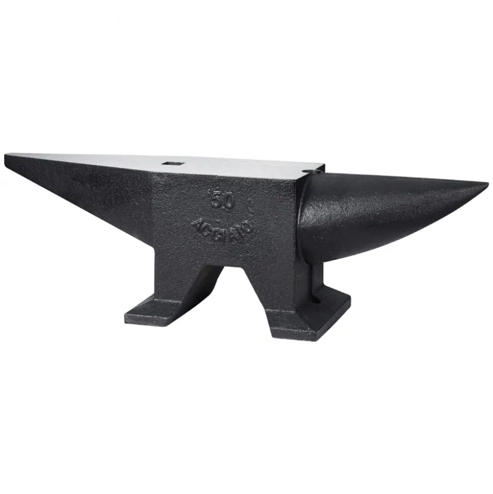 VEVOR Cast Iron Anvil, 105 Lbs Single Horn Anvil with Large Countertop and Stable Base, High Hardness Rugged Round Horn Anvil Blacksmith, for Bending, Shaping