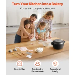 VEVOR Cast Iron Dutch Oven, 2-in-1 Pre-Seasoned Pot with Skillet Lid, 5QT Cookware Pan with Proofing Basket, Bread Baking Accessories, Bread-Oven Compatible 500℉
