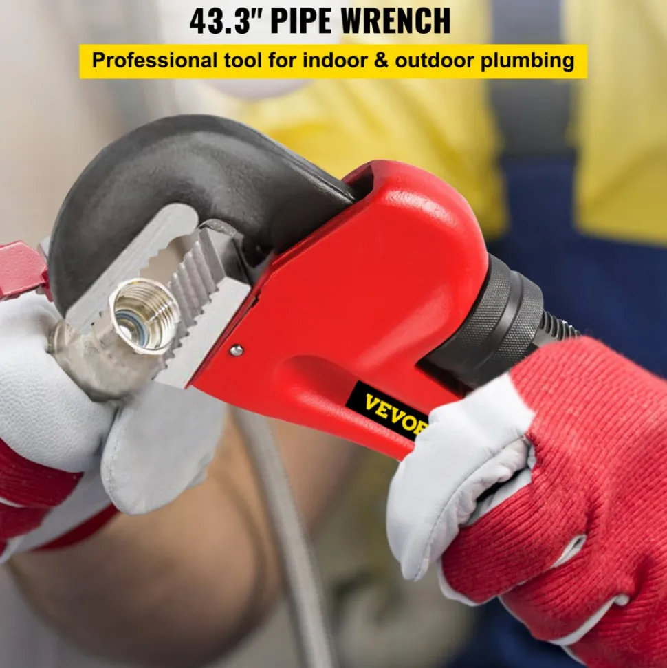 VEVOR 51" Cast Iron Handle Heavy-Duty Hook Jaw Straight Pipe Wrench