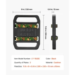 VEVOR Cast Iron Ruck Weights for Backpack, 10LB Pair Ruck Plate, Weight Plate with Smooth Handle, Textured Finish for Rucking, Hiking, Swings, Strength Training, Weightlifting, Fitness Workout