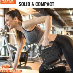 VEVOR Cast Iron Ruck Weights, 10LB Pair Ruck Plate, Weighted Weights for Rucking, Adjustable Ruck Plate with Straps, for Rucking, Swings, Squat, Strength Training, Weightlifting, Fitness Workout