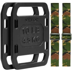 VEVOR Cast Iron Ruck Weights, 10LB Pair Ruck Plate, Weighted Weights for Rucking, Adjustable Ruck Plate with Straps, for Rucking, Swings, Squat, Strength Training, Weightlifting, Fitness Workout