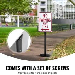 VEVOR Cast Iron Sign Post, 4 ft Portable Heavy Duty Steel Post Sign Holder with Hard Plastic Base & Wheels, U-Channel Sign Stand for Garden, Courtyard, Farm or Traffic Intersection, Black