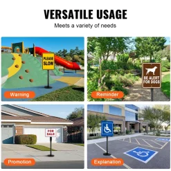 VEVOR Cast Iron Sign Post, 4 ft Portable Heavy Duty Steel Post Sign Holder with Hard Plastic Base & Wheels, U-Channel Sign Stand for Garden, Courtyard, Farm or Traffic Intersection, Black