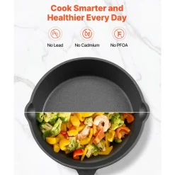 VEVOR Cast Iron Skillet, 4-Piece Frying Pan Set (6, 8, 10, 12 in), Skillets with Heat-Resistant Silicone Handle, Pre-Seasoned Chef's Pan, Kitchen Cookware, for Oven, Gas, Electrical, Induction, Black
