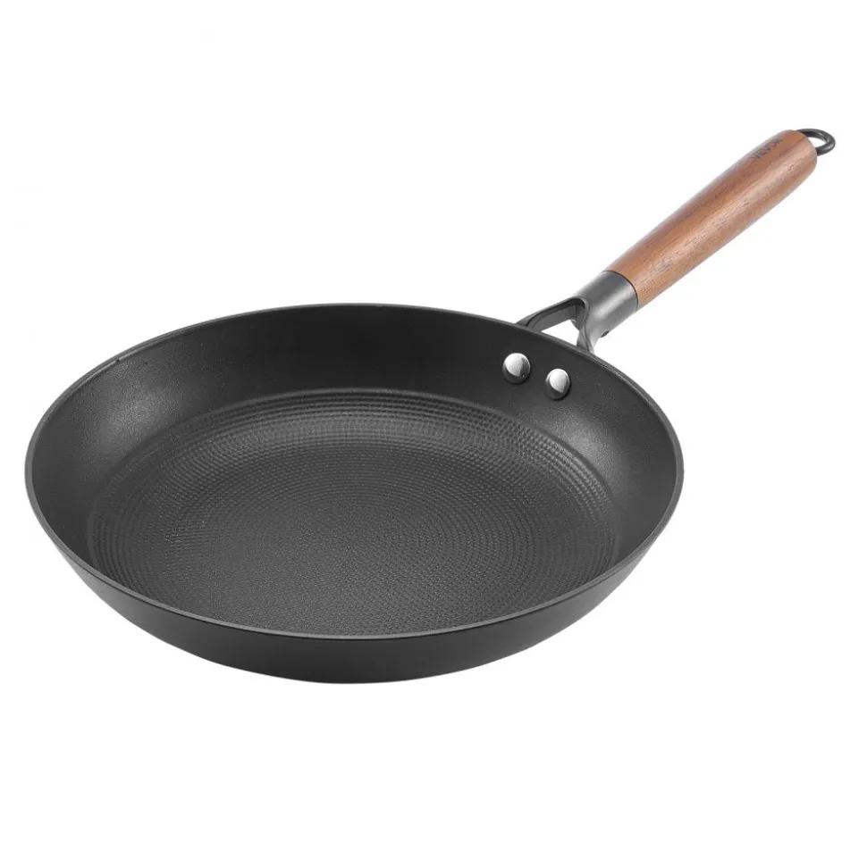 VEVOR Cast Iron Skillet, 3-Piece Frying Pan Set (8, 10, 12 in), Nonstick Skillets with Detachable Wood Handle, Pre-Seasoned Chef's Pan, Kitchen Cookware for Gas, Electrical, and Induction, Black