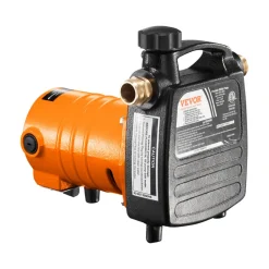 VEVOR Cast Iron Water Transfer Pump, 115V AC 1600 GPH 1/2HP, Portable Electric Utility Pump with Carbon Brush, Filter, Brass Connectors, for Garden, Rain Barrel, Pool, Pond, Hot Tub, Aquarium Draining