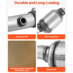 VEVOR Catalytic Converter, Compatible with Nissan Frontier NV1500 NV2500 NV3500 Pathfinder Xterra/Suzuki Equator, 4.0L V6, Front, Left, Rear, Right, Replacement OE 16399, for Exhaust Gas Purification