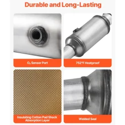 VEVOR Catalytic Converter, Compatible with Chrysler 200 Sebring/Dodge Avenger Caliber Journey /Jeep Compass Patriot, 2.4L L4, Front, Replacement OE 54735, Stainless Steel, for Exhaust Gas Purification