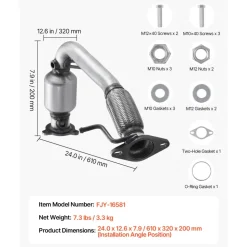 VEVOR Catalytic Converter, Compatible with Chevrolet Equinox/GMC Terrain/Chevy Captiva Sport, 2.4L L4, Front, Replacement OE 16581 16796, Stainless Steel High Flow, for Exhaust Gas Purification