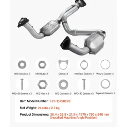 VEVOR Catalytic Converter, Compatible with Cadillac Escalade/Chevy Avalanche Silverado Suburban Tahoe/GMC Sierra Yukon, 4.3L V6, 4.8L/5.3L V8, Front, Left, Right, Replacement OE 15756278, 50366