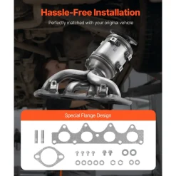 VEVOR Catalytic Converter Compatible with 1998-2002 Honda Accord 2.3L, Direct-Fit High Flow Series Cat Converter, Stainless Steel Exhaust Converter Pipe with Flange Design & Gasket (OBD III Compliant)