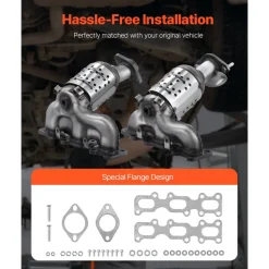 VEVOR Catalytic Converter, 2 Pack, Compatible with 2004-2006 Jeep Wrangler 4.0L L6, Front, Rear, Replacement OE 645174, Stainless Steel Material High Flow Converter, for Exhaust Gas Purification