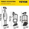 VEVOR Catalytic Converter, 3 Pcs Exhaust Pipe Stainless Steel High Flow Cat, for Chevrolet Traverse 09-17 3.6L V6/Buick Enclave 07-10/GMC Acadia 07-17/Saturn Outlook 3.6L 07-10 (EPA Compliant)