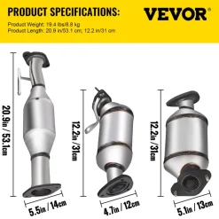 VEVOR Catalytic Converter, 3 Pcs Exhaust Pipe Stainless Steel High Flow Cat, for Chevrolet Traverse 09-17 3.6L V6/Buick Enclave 07-10/GMC Acadia 07-17/Saturn Outlook 3.6L 07-10 (EPA Compliant)