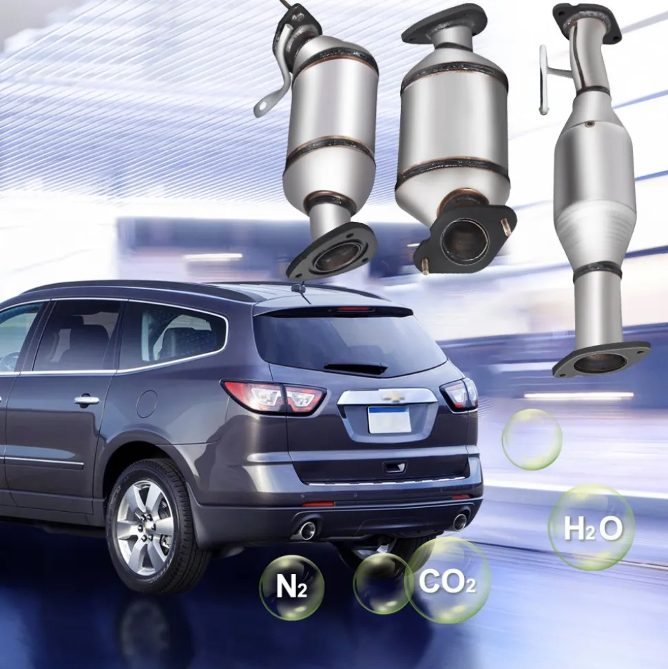 VEVOR Catalytic Converter, 3 Pcs Exhaust Pipe Stainless Steel High Flow Cat, for Chevrolet Traverse 09-17 3.6L V6/Buick Enclave 07-10/GMC Acadia 07-17/Saturn Outlook 3.6L 07-10 (EPA Compliant)