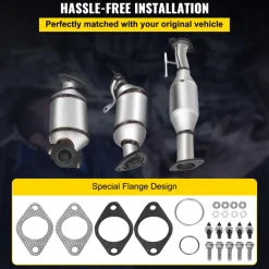VEVOR Catalytic Converter, 3 Pcs Exhaust Pipe Stainless Steel High Flow Cat, for Chevrolet Traverse 09-17 3.6L V6/Buick Enclave 07-10/GMC Acadia 07-17/Saturn Outlook 3.6L 07-10 (EPA Compliant)