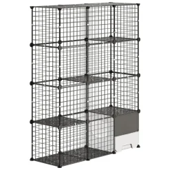 VEVOR Cat Cage 4-Tier 40.98"x13.98"x55" DIY Cat Playpen with Litter Box, Indoor Enclosure Detachable Metal Wire Kennel Crate, Large Exercise Place for 1-2 Cats, Kittens, Ferret, Small Animals, Black
