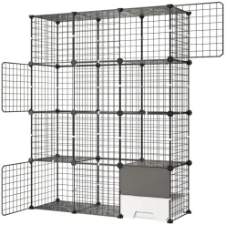 VEVOR Cat Cage 4-Tier 40.98"x13.98"x55" DIY Cat Playpen with Litter Box, Indoor Enclosure Detachable Metal Wire Kennel Crate, Large Exercise Place for 1-2 Cats, Kittens, Ferret, Small Animals, Black