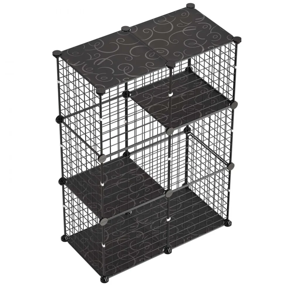 VEVOR Cat Cage 3-Tier 28"x13.98"x40.98" DIY Cat Playpen Indoor Enclosure, Detachable Metal Wire Kennel Crate, Large Exercise Place Ideal for 1-2 Cats, Kittens, Rabbits, Ferrets & Small Animals, Black