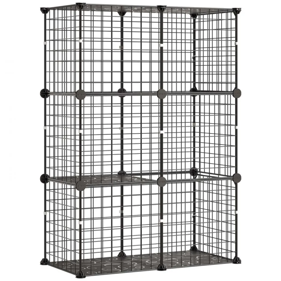 VEVOR Cat Cage 3-Tier 28"x13.98"x40.98" DIY Cat Playpen Indoor Enclosure, Detachable Metal Wire Kennel Crate, Large Exercise Place Ideal for 1-2 Cats, Kittens, Rabbits, Ferrets & Small Animals, Black