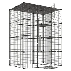 VEVOR Cat Cage 4-Tier 40.98"x27.99"x55" DIY Cat Playpen Indoor Enclosure, Detachable Metal Wire Kennel Crate with 4 Doors, Large Exercise Place Ideal for 1-2 Cats, Kittens and Small Animals, Black