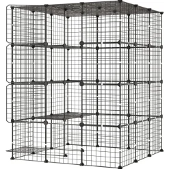 VEVOR Cat Cage 4-Tier 40.98"x40.98"x55" DIY Cat Playpen Indoor Enclosure, Detachable Metal Wire Kennel Crate with 4 Doors, Large Exercise Place Ideal for 2-3 Cats, Kittens and Small Animals, Black