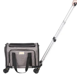 VEVOR Cat Carrier with Wheels, Airline Approved Rolling Pet Carrier with Telescopic Handle and Shoulder Strap, Dog Carrier with Wheels for Pets under 25 lbs, with 1 Folding Bowl, Grey